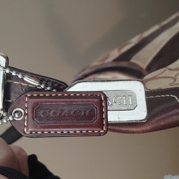 Coach Signature Print Hobo Style Purse - Picture 8 of 16